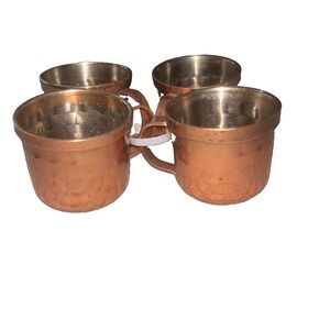 Set of 4 Mini Hammered Copper Moscow Mule Mug Shot Glasses 2oz Barware